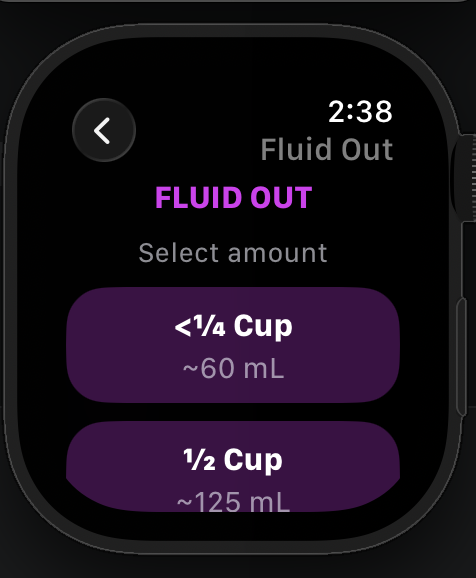 Fluid output on Apple Watch