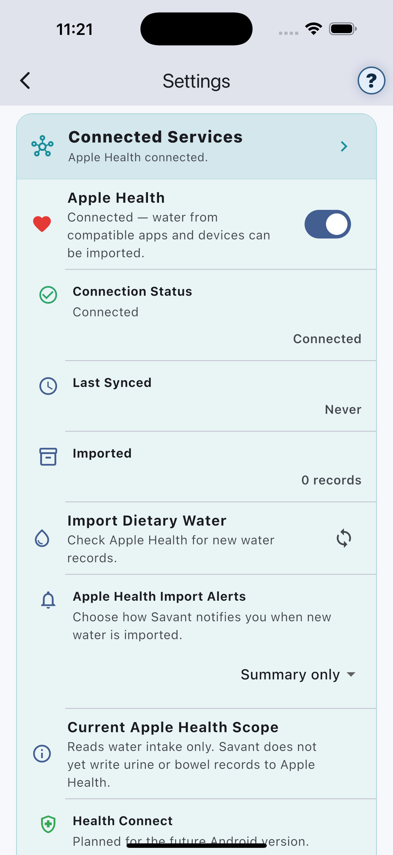 Apple Health in Connected Services