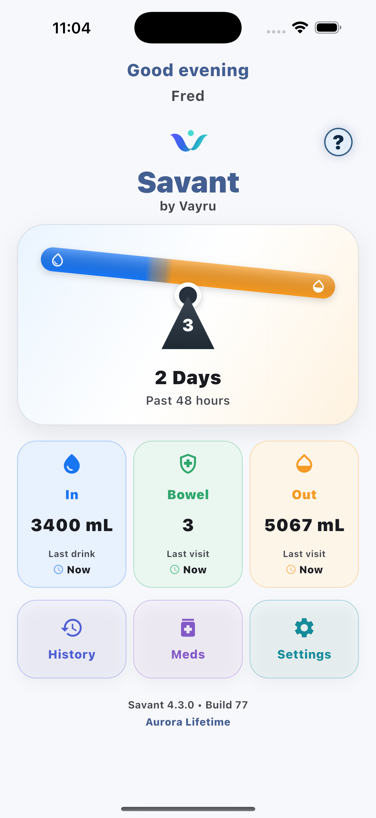 Vayru dashboard on iPhone